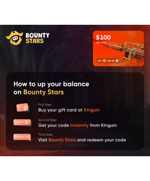 Bountystars.com $100 Wallet Card Code Key GLOBAL